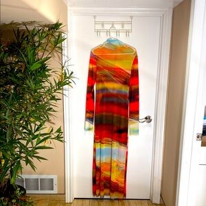 Colorful Long Sleeve Maxi Dress